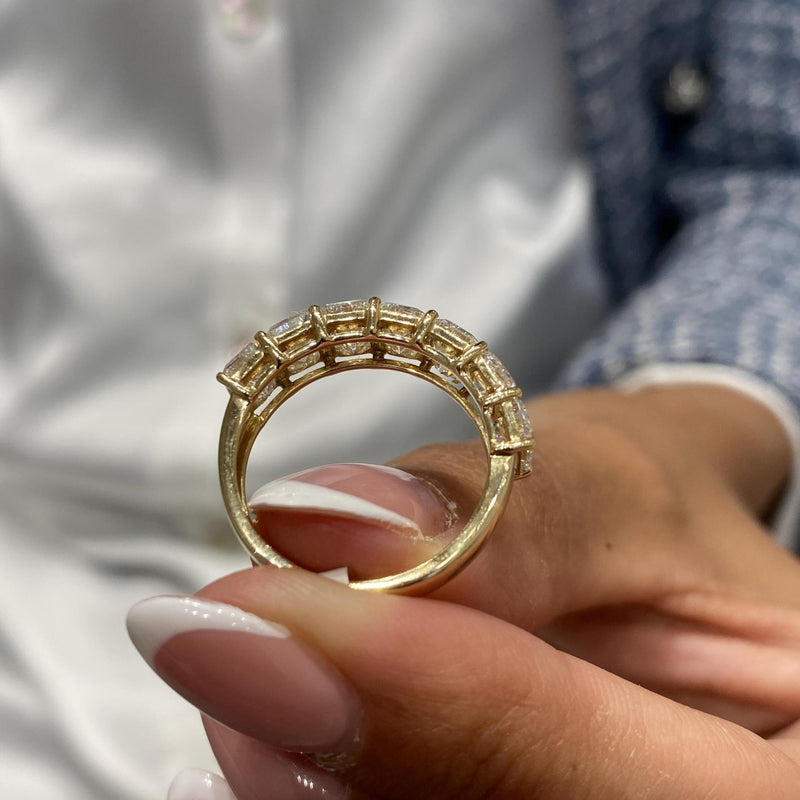 Diamond Half Eternity Ring 3.91 Carat Yellow Gold 14K