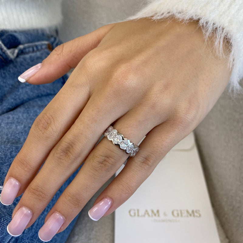 Diamond Eternity Ring 3.78 Carat White Gold 14K