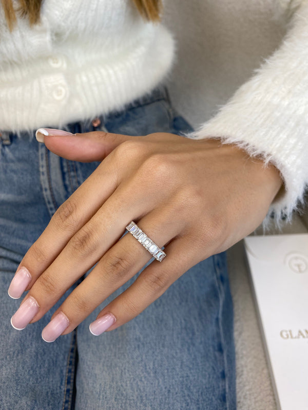 Diamond Eternity Ring 4.86 Carat White Gold 14K