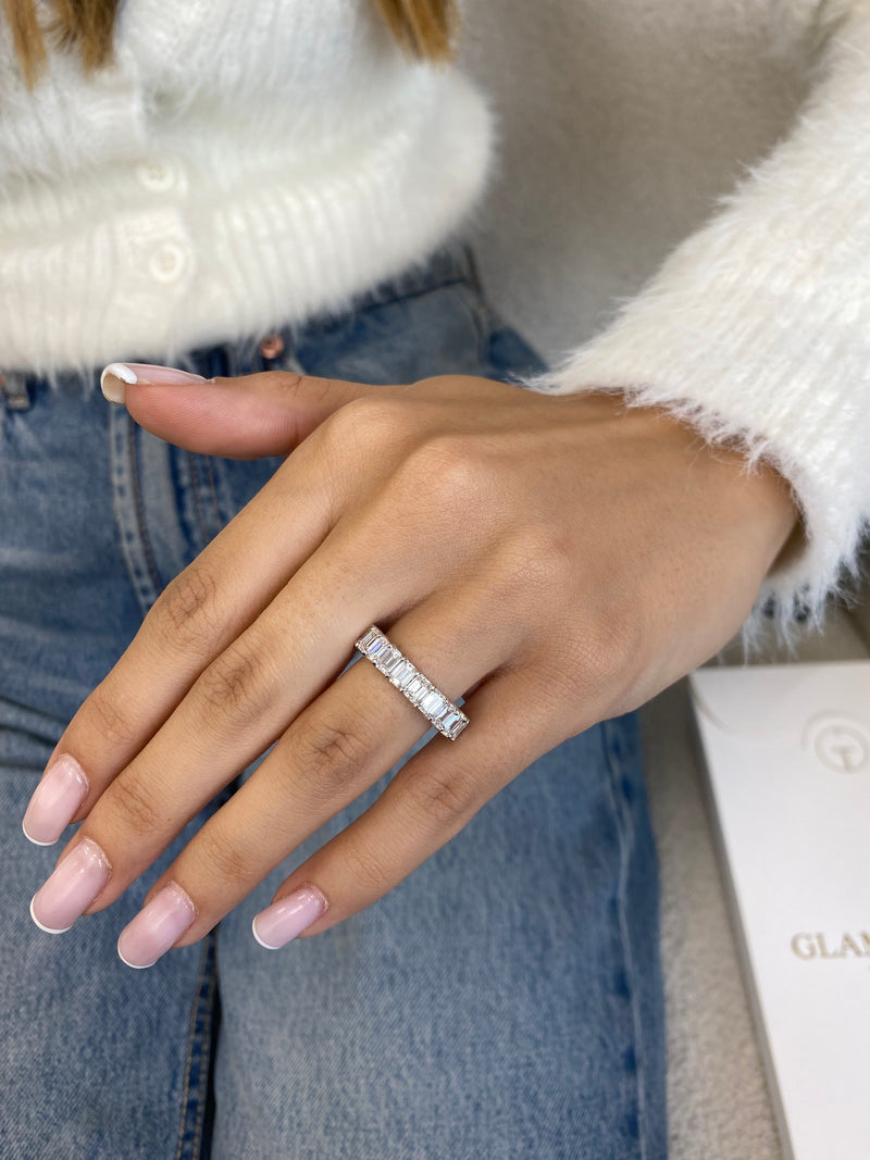 Diamond Eternity Ring 4.86 Carat White Gold 14K