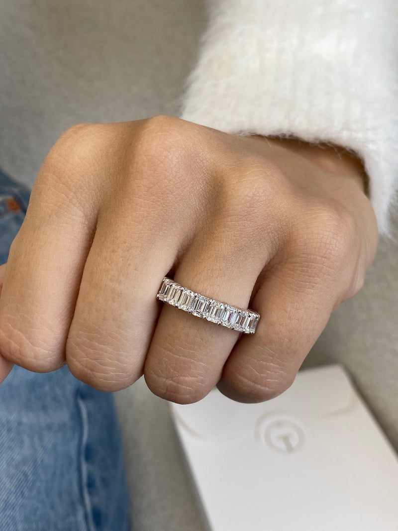 Diamond Eternity Ring 4.86 Carat White Gold 14K