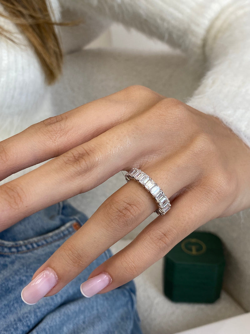 Diamond Eternity Ring 4.86 Carat White Gold 14K