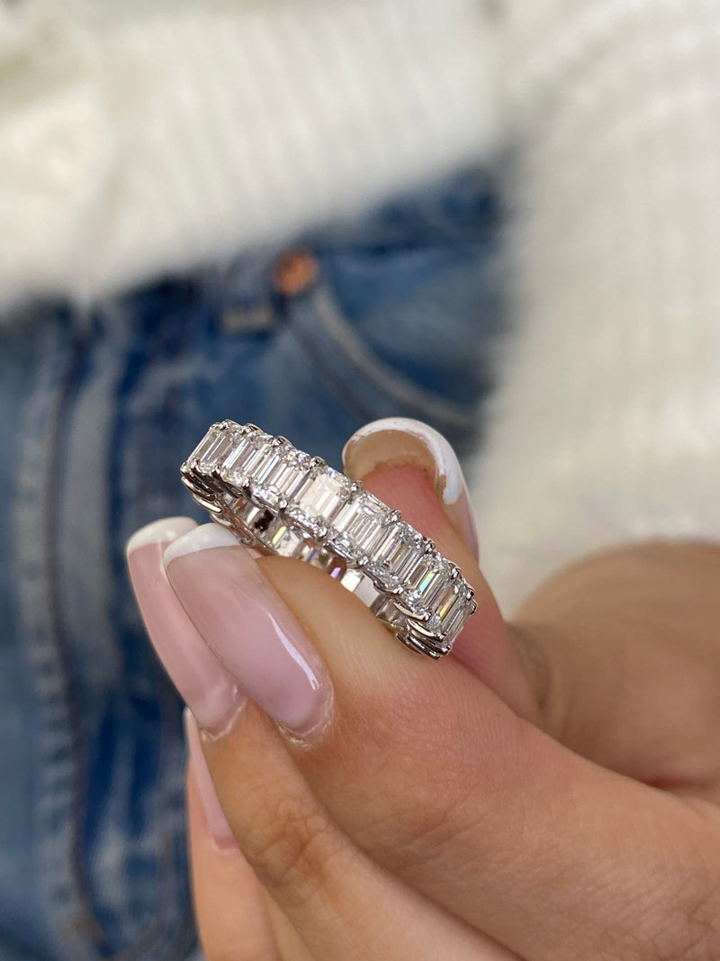 Diamond Eternity Ring 4.86 Carat White Gold 14K