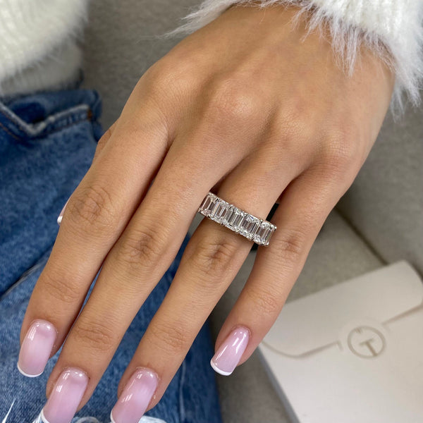 Diamond Eternity Ring 10.86 Carat White Gold 14K
