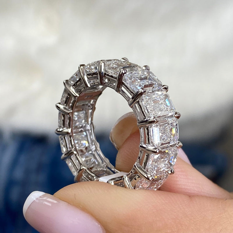 Diamond Eternity Ring 10.86 Carat White Gold 14K