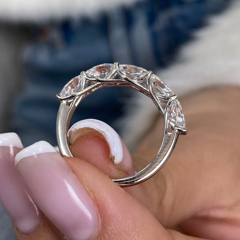 Diamond 5 stone ring 1.64 Carat White Gold 14K