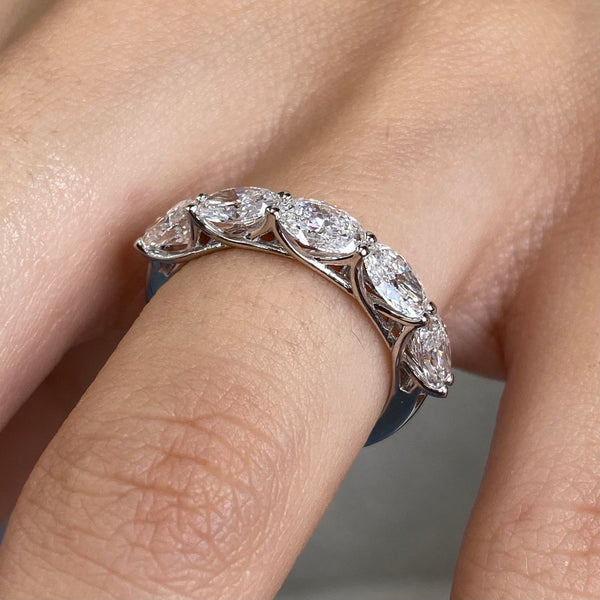Diamond 5 stone ring 1.64 Carat White Gold 14K