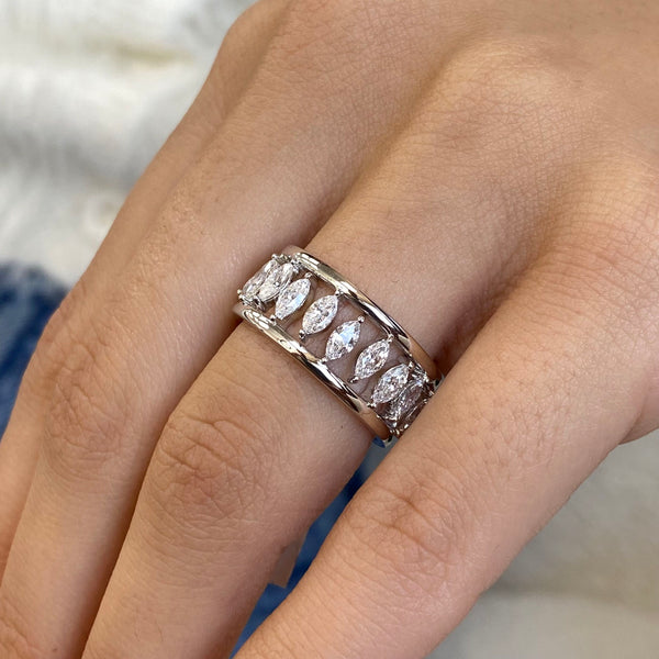 Diamond Band Ring 2.02 Carat White Gold 14K
