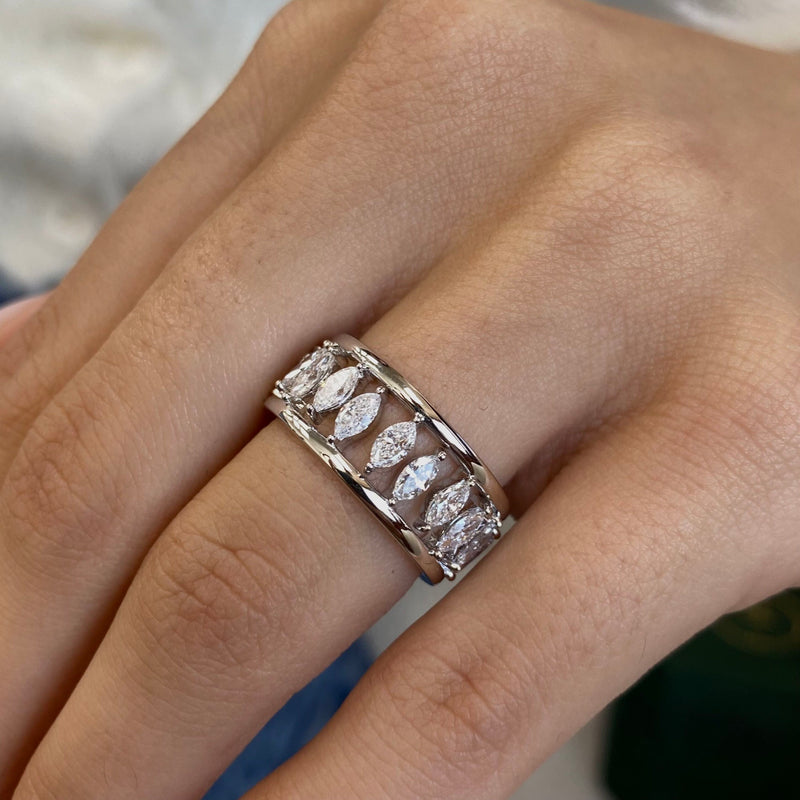 Diamond Band Ring 2.02 Carat White Gold 14K