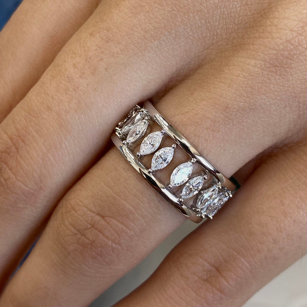 Diamond Band Ring 2.02 Carat White Gold 14K