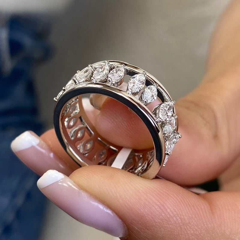 Diamond Band Ring 2.02 Carat White Gold 14K