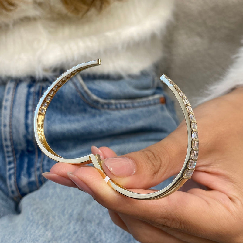 Diamond Bangle Bracelet 4.58 Carat Yellow Gold 14K