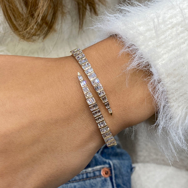 Diamond Bangle Bracelet 4.58 Carat Yellow Gold 14K