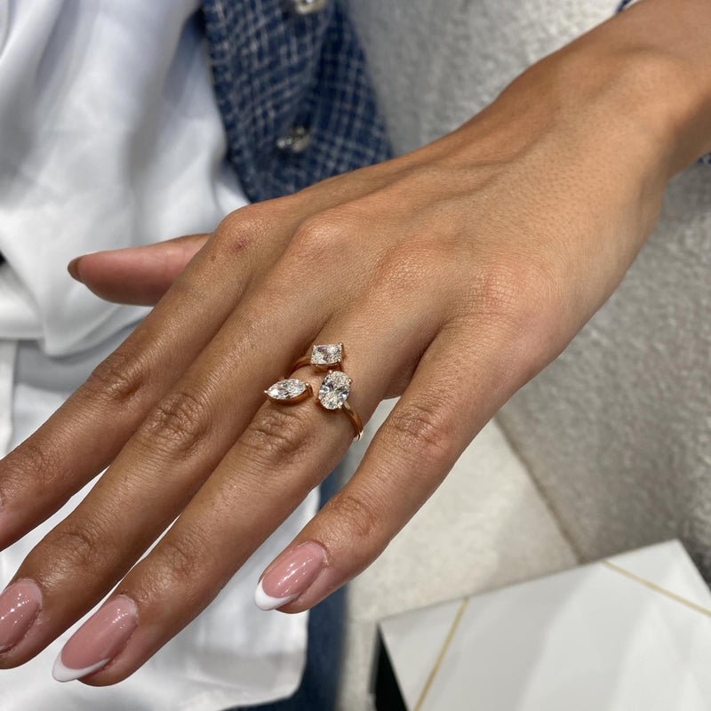 Diamond Three Stone Ring 1.68 Carat Rose Gold 14K
