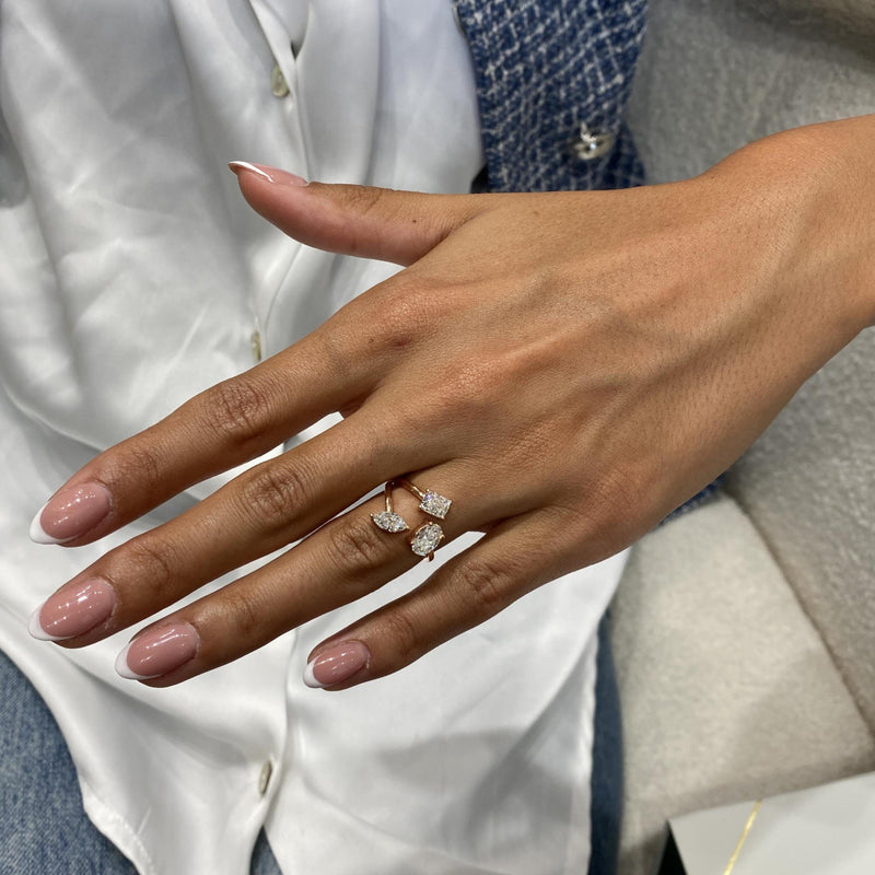 Diamond Three Stone Ring 1.68 Carat Rose Gold 14K