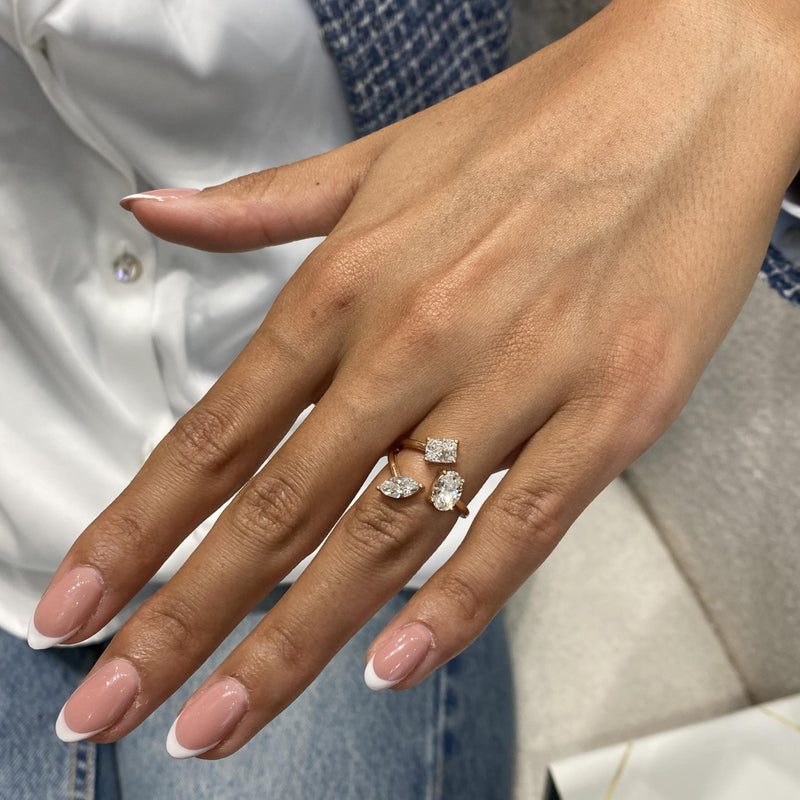 Diamond Three Stone Ring 1.68 Carat Rose Gold 14K