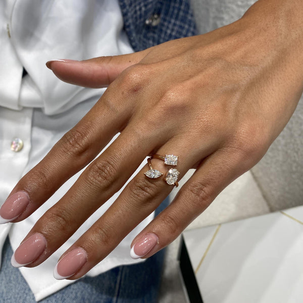 Diamond Three Stone Ring 1.68 Carat Rose Gold 14K