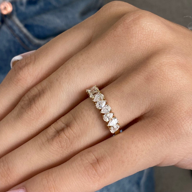 Diamond Stackable Ring 0.90 Carat Yellow Gold 14K