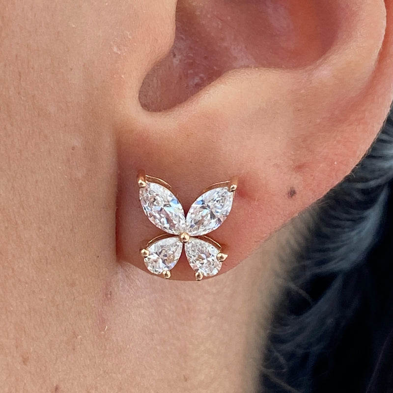 Diamond Stud Earrings 1.88 Carat Rose Gold 14K