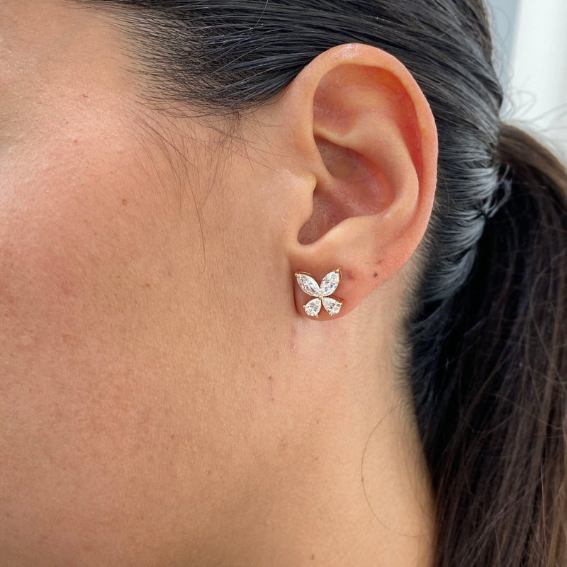 Diamond Stud Earrings 1.88 Carat Rose Gold 14K