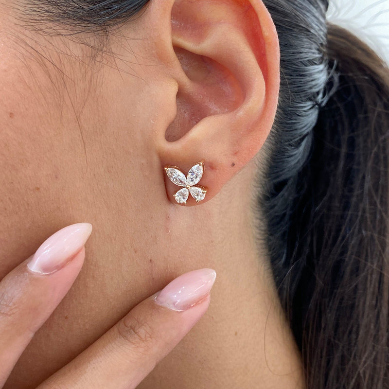 Diamond Stud Earrings 1.88 Carat Rose Gold 14K