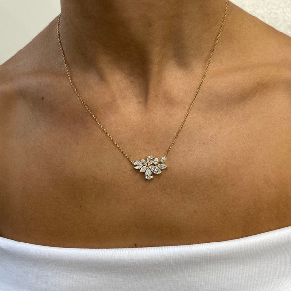 Diamond Pendant Necklace 2.49 Carat Yellow Gold 14K