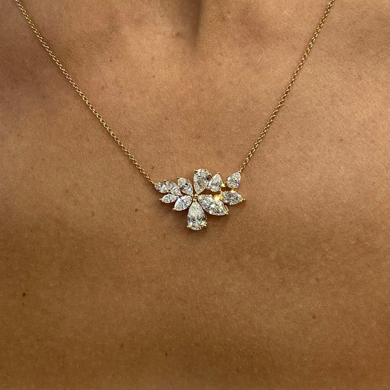 Diamond Pendant Necklace 2.49 Carat Yellow Gold 14K