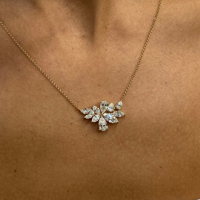 Diamond Pendant Necklace 2.49 Carat Yellow Gold 14K