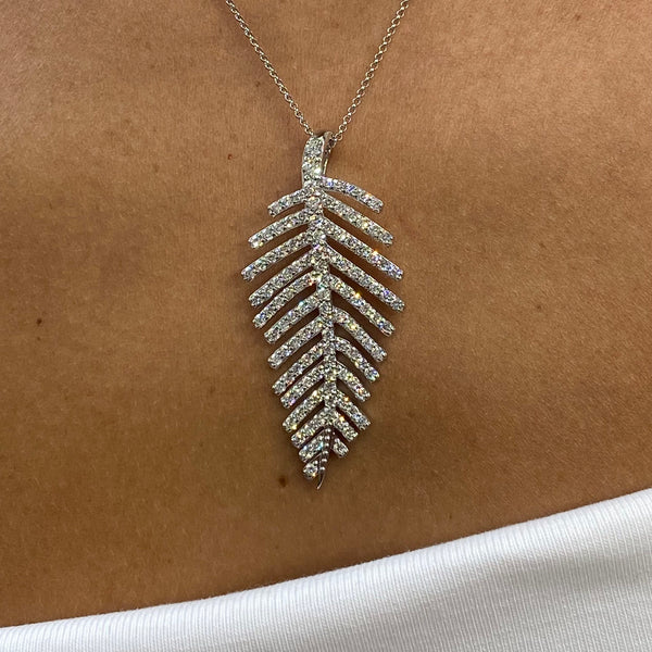 Diamond Pendant Necklace 2.42 Carat White Gold 14K