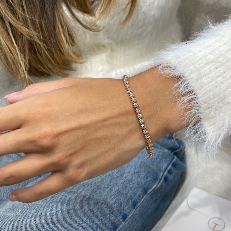 Diamond Tennis Bracelet 2.90 ct Rose Gold