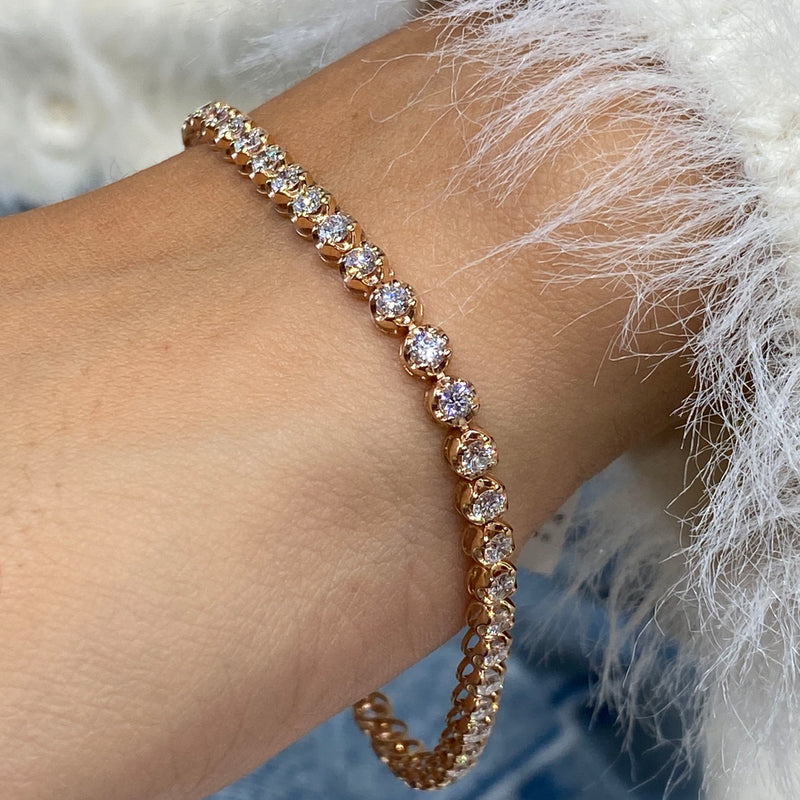 Diamond Tennis Bracelet 2.90 ct Rose Gold