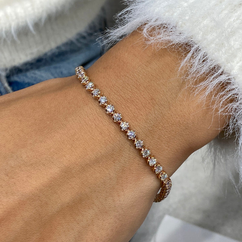 Diamond Tennis Bracelet 2.90 ct Rose Gold