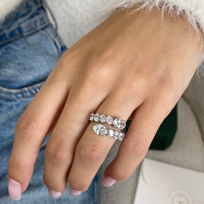 Diamond Wrap Ring 2.79 Carat White Gold 14K