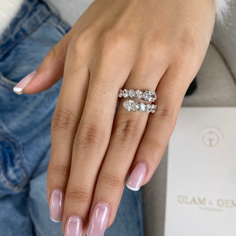 Diamond Wrap Ring 2.79 Carat White Gold 14K