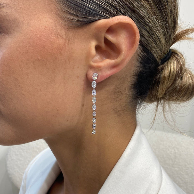 Diamond Drop Earrings 3.21 Carat White Gold 14K