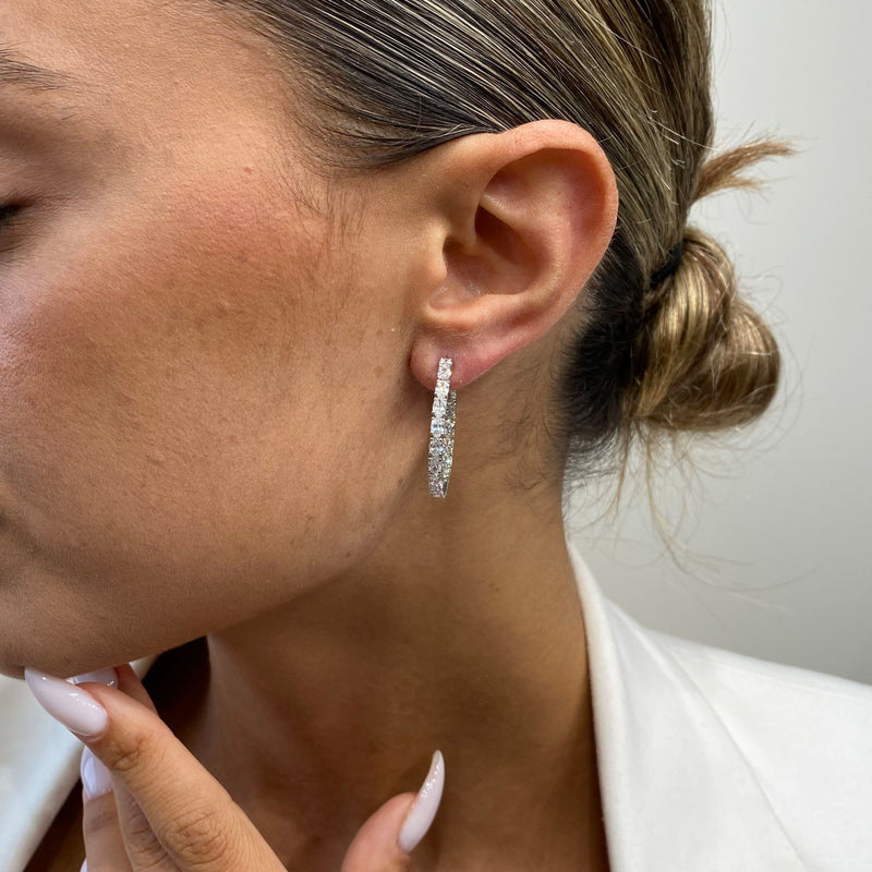 Diamond Hoop Earrings 3.27 Carat White Gold 14K