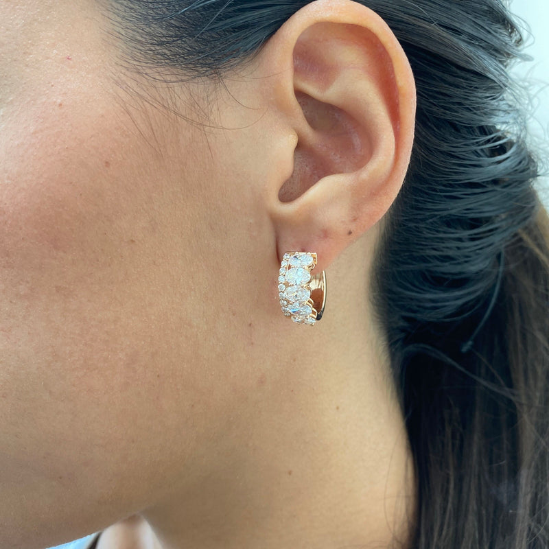Diamond Hoop Earrings 3.67 Carat Rose Gold 14K