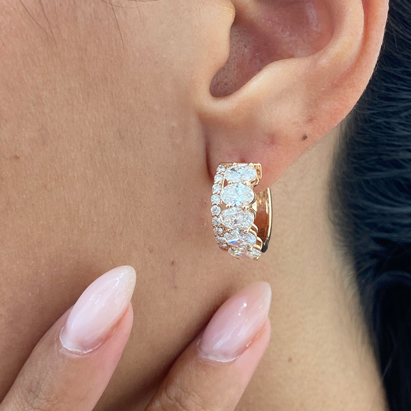 Diamond Hoop Earrings 3.67 Carat Rose Gold 14K