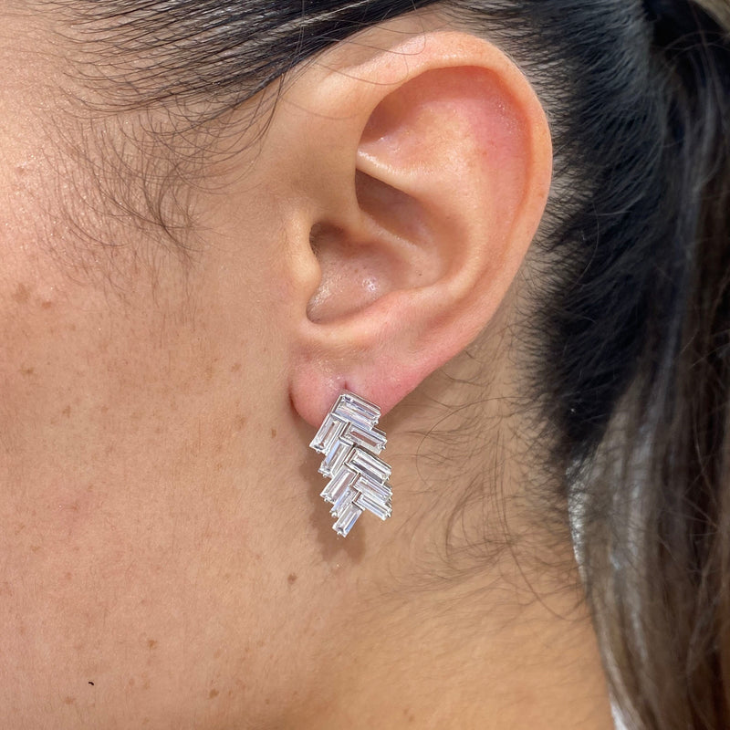 Diamond Drop Earrings 3.19 Carat White Gold 14K
