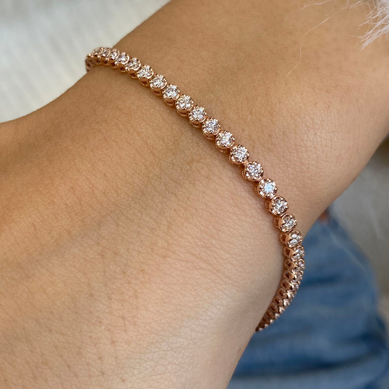 Diamond Tennis Bracelet 1.70 ct Rose Gold