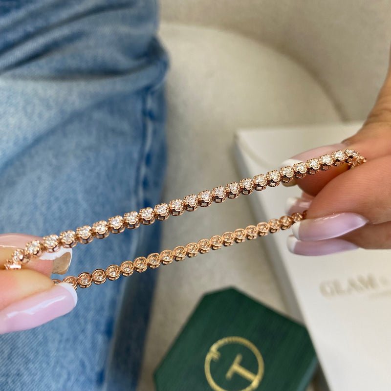 Diamond Tennis Bracelet 1.70 ct Rose Gold