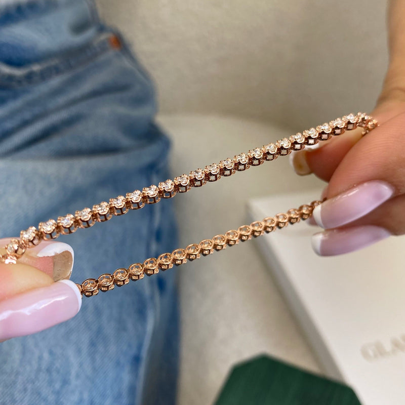 Diamond Tennis Bracelet 1.70 ct Rose Gold