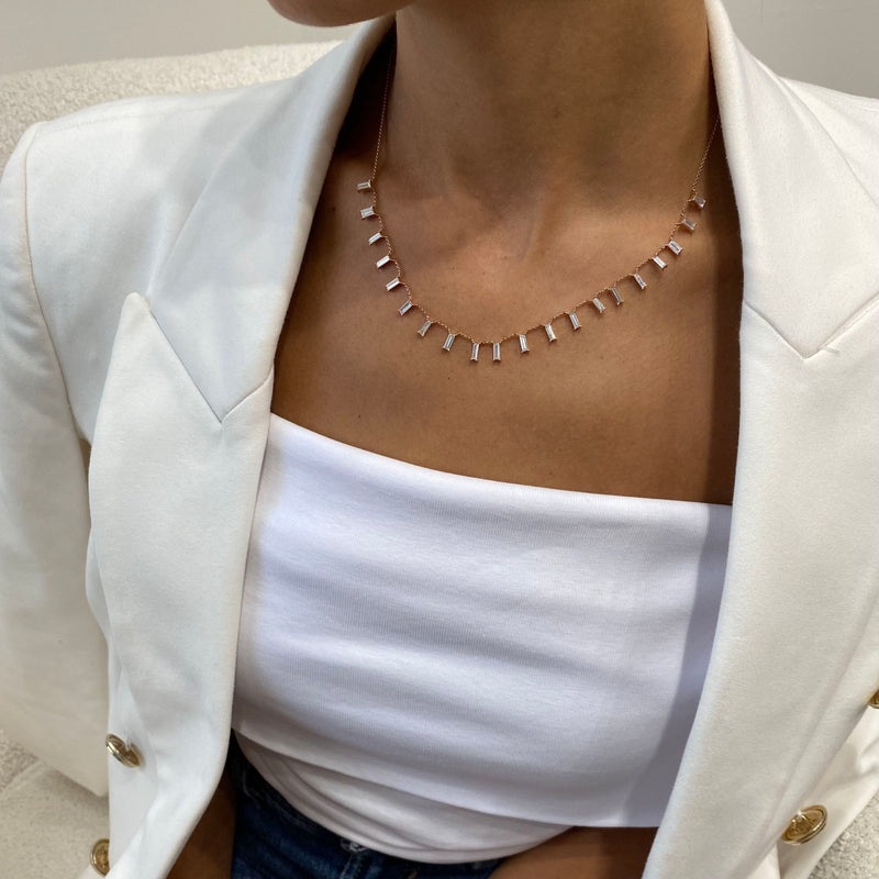 Diamond Chain Necklace 2.29 Carat Rose Gold 14K