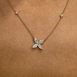 Diamond Pendant Necklace 1.21 Carat Yellow Gold 14K