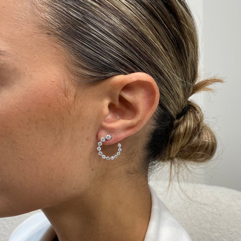 Diamond Hoop Earrings 1.72 Carat White Gold 14K