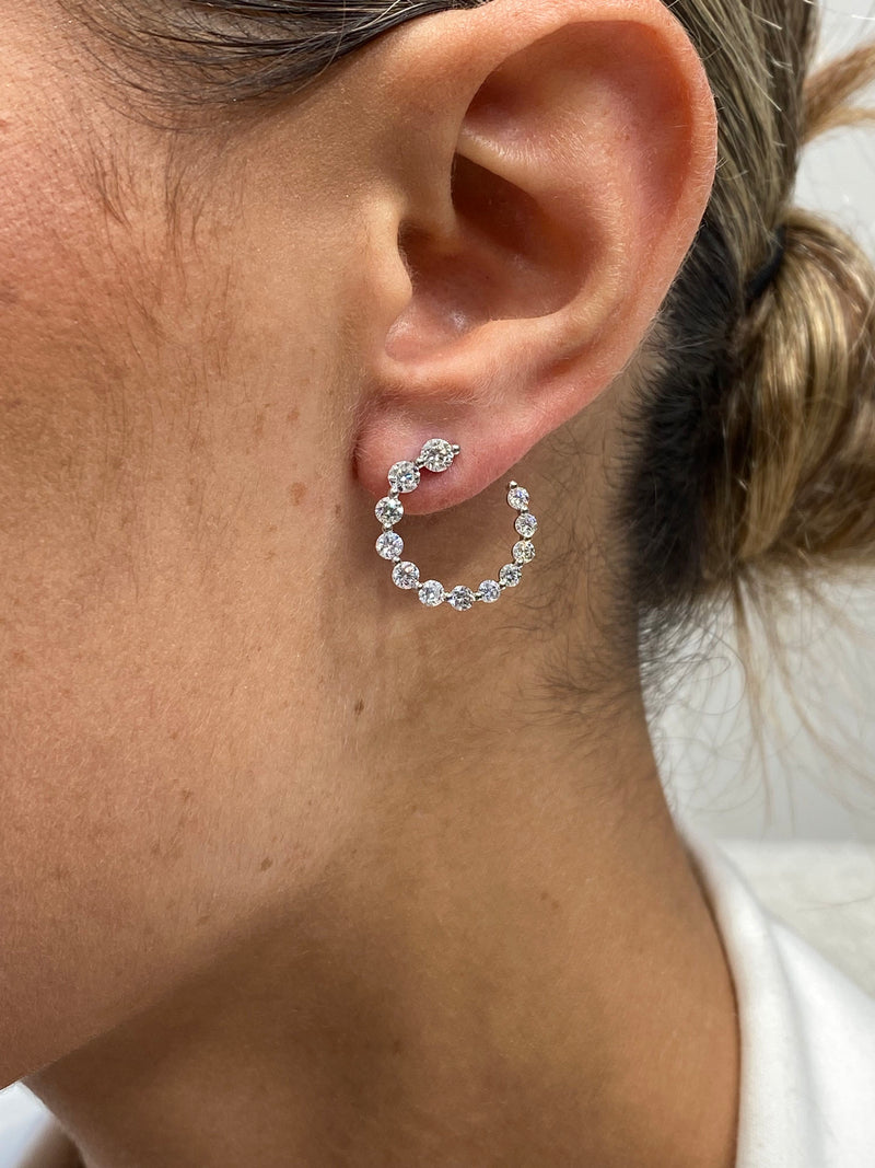 Diamond Hoop Earrings 1.72 Carat White Gold 14K