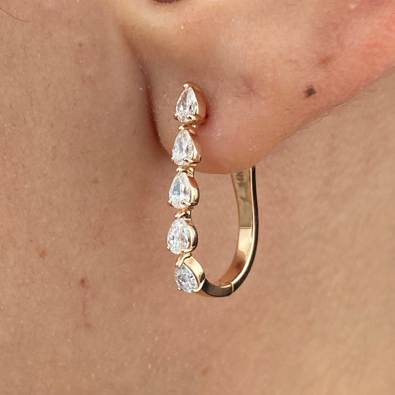 Diamond Hoop Earrings 0.81 Carat Rose Gold 14K