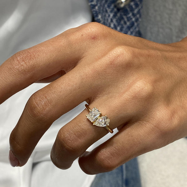Diamond Two Stone Ring 1.39 Carat Yellow Gold 14K