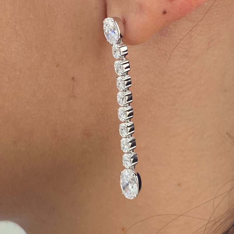 Diamond Drop Earrings 3.94 Carat White Gold 14K