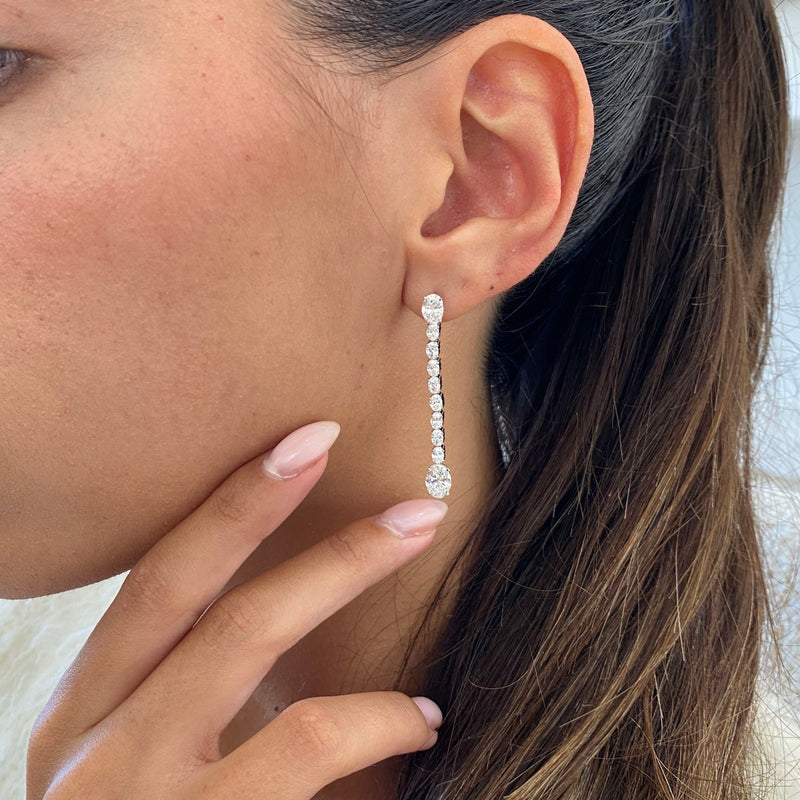 Diamond Drop Earrings 3.94 Carat White Gold 14K